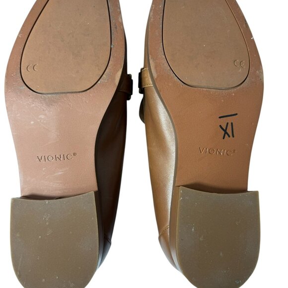 Vionic Mizelle Leather Brown with Chunky Chain Detail Loafers | Size 9.5W - Picture 4 of 7